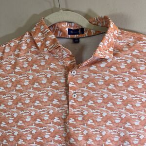 Stitch Golf Polo Shirt Mens XL  Orange Camo Print Casual Stretch 201SA0011